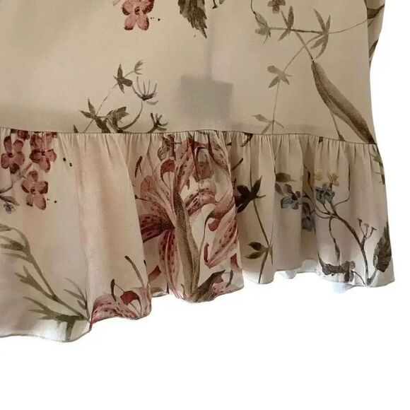 NWOT Chaser  Revolve Floral Spaghetti Straps Lightweight Cream Brown Blouse SZ M - Picture 5 of 12
